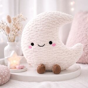 Crescent Moon Plush | 10″ | Cream